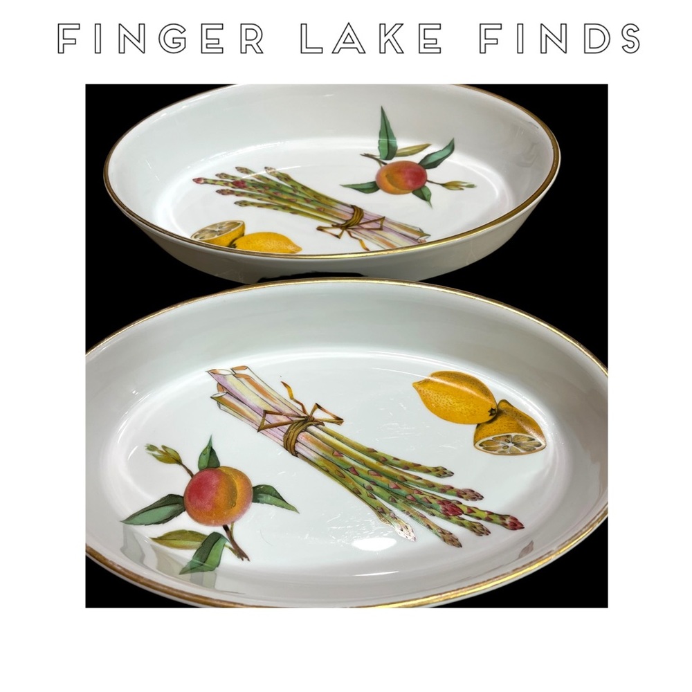 Set of Two Royal Worcester Evesham Gold 10.5" Porcelain Ovenware Baking Dishes